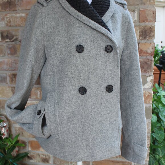 J. Crew Stadium Cloth by Nello Gori Size 10 Wool Nylon Blend Gray Knit Collar - Picture 2 of 11